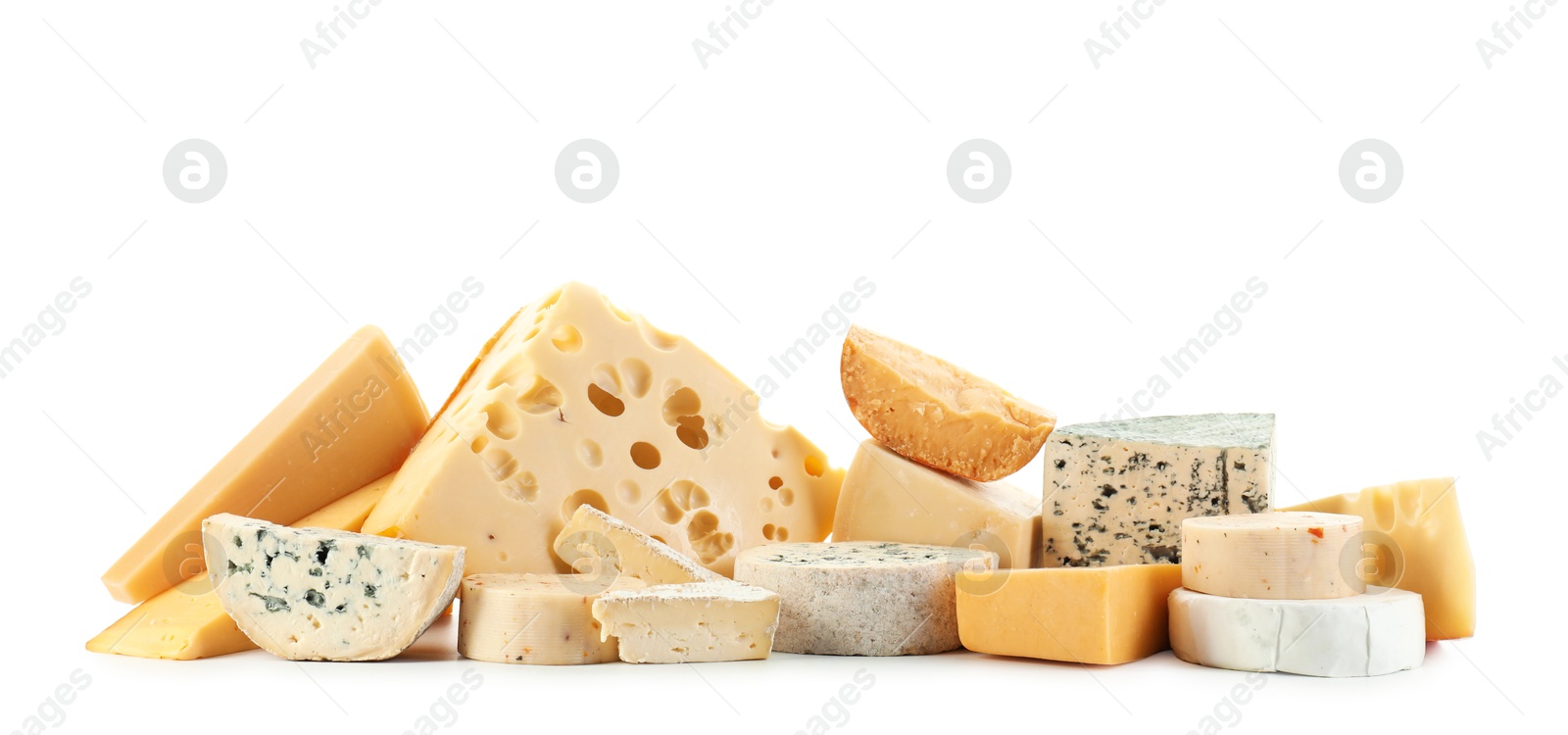 Photo of Different types of cheese isolated on white