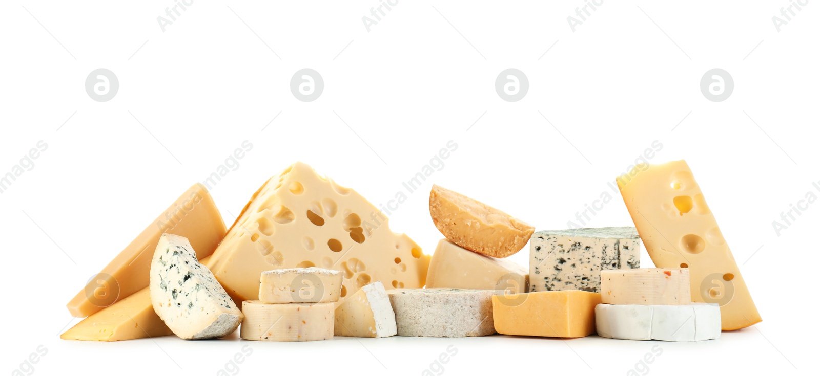 Photo of Different types of cheese isolated on white