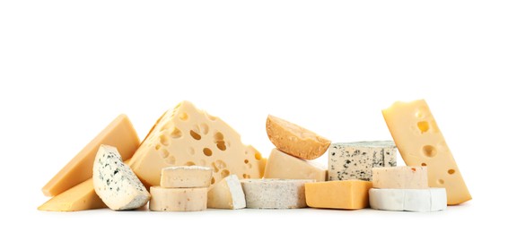 Photo of Different types of cheese isolated on white