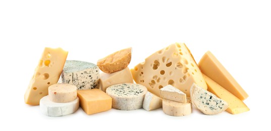 Photo of Different types of cheese isolated on white