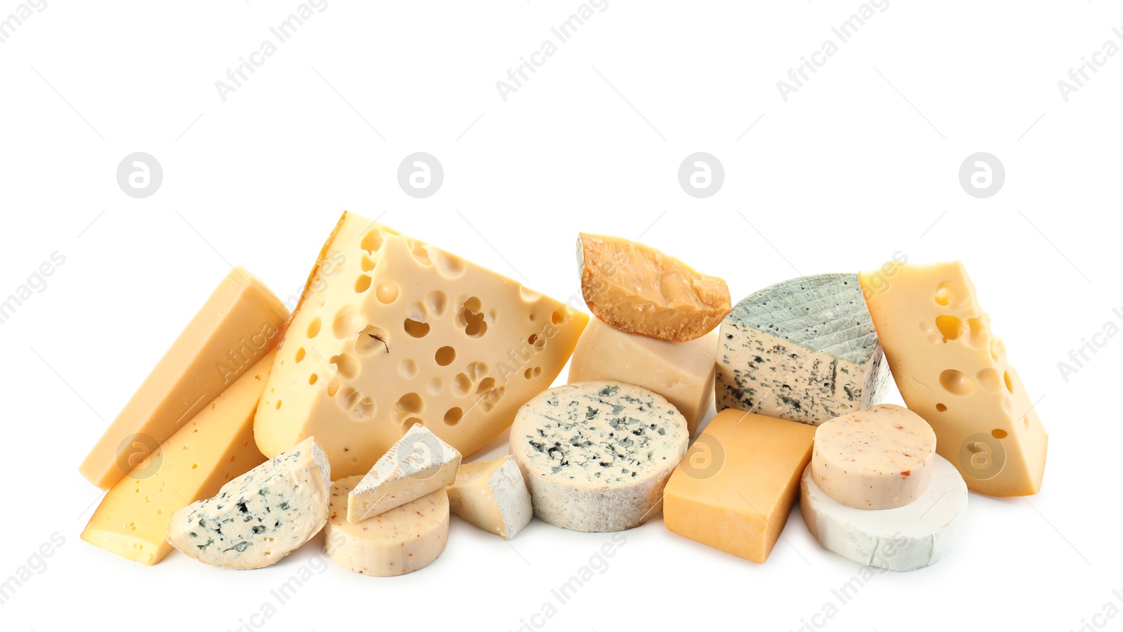 Photo of Different types of cheese isolated on white