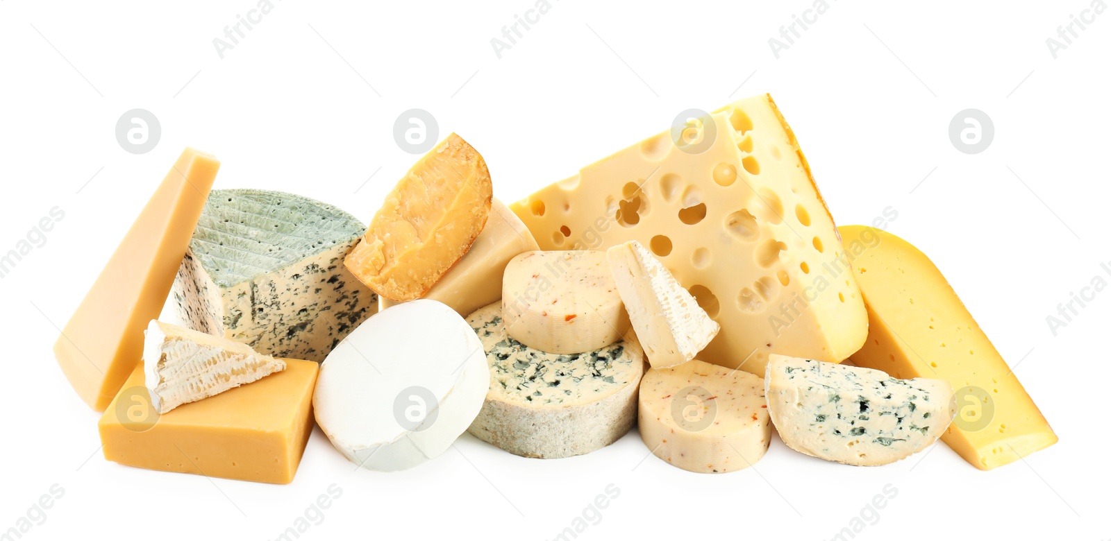 Photo of Different types of cheese isolated on white