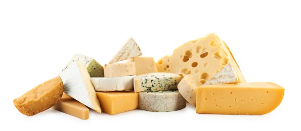 Photo of Different types of cheese isolated on white