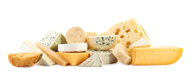 Photo of Different types of cheese isolated on white