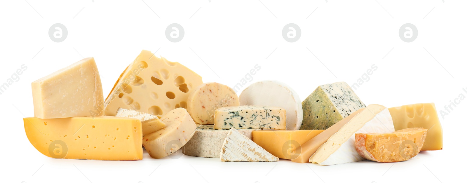 Photo of Different types of cheese isolated on white