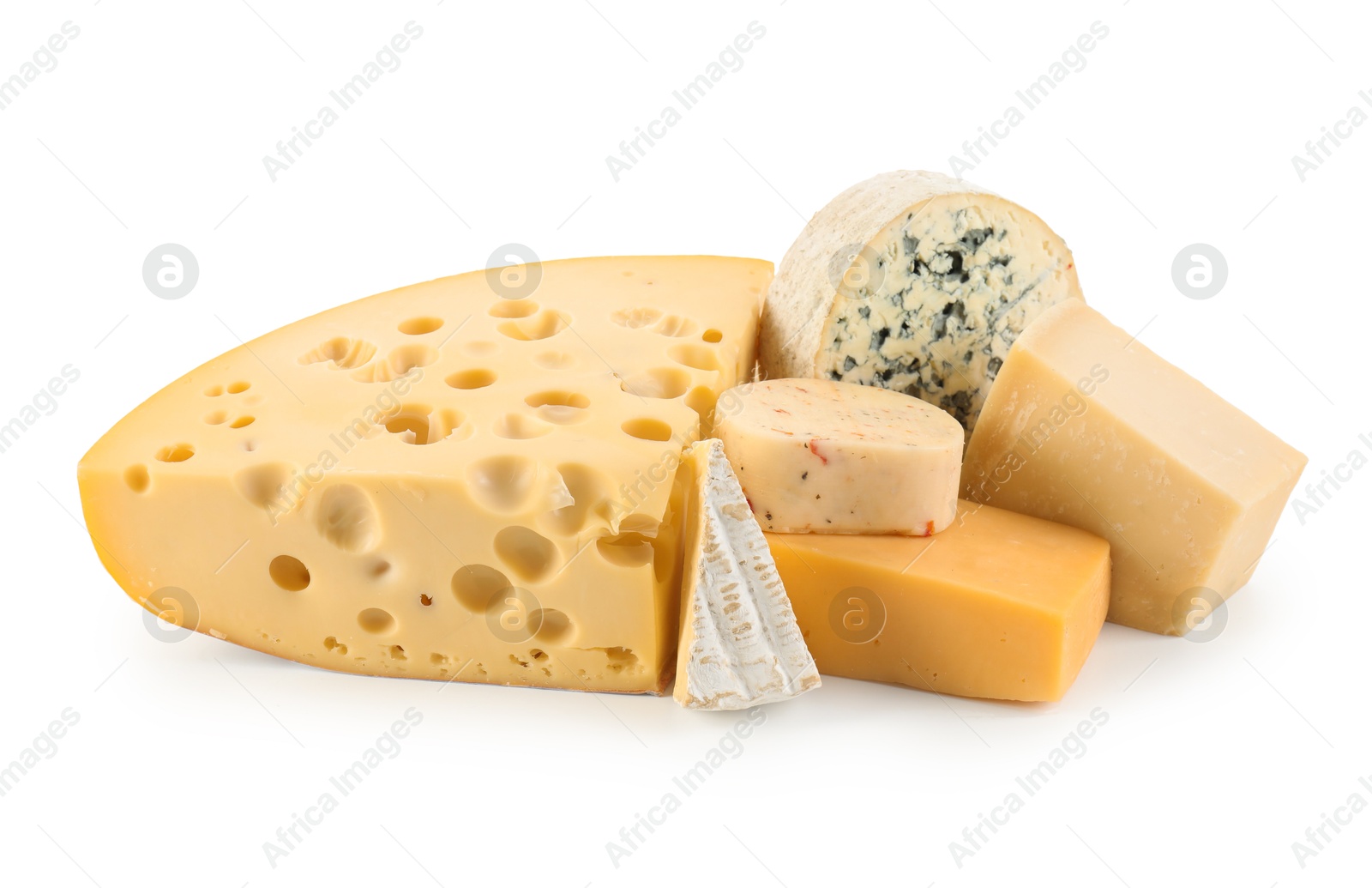 Photo of Different types of cheese isolated on white