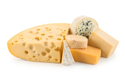 Photo of Different types of cheese isolated on white