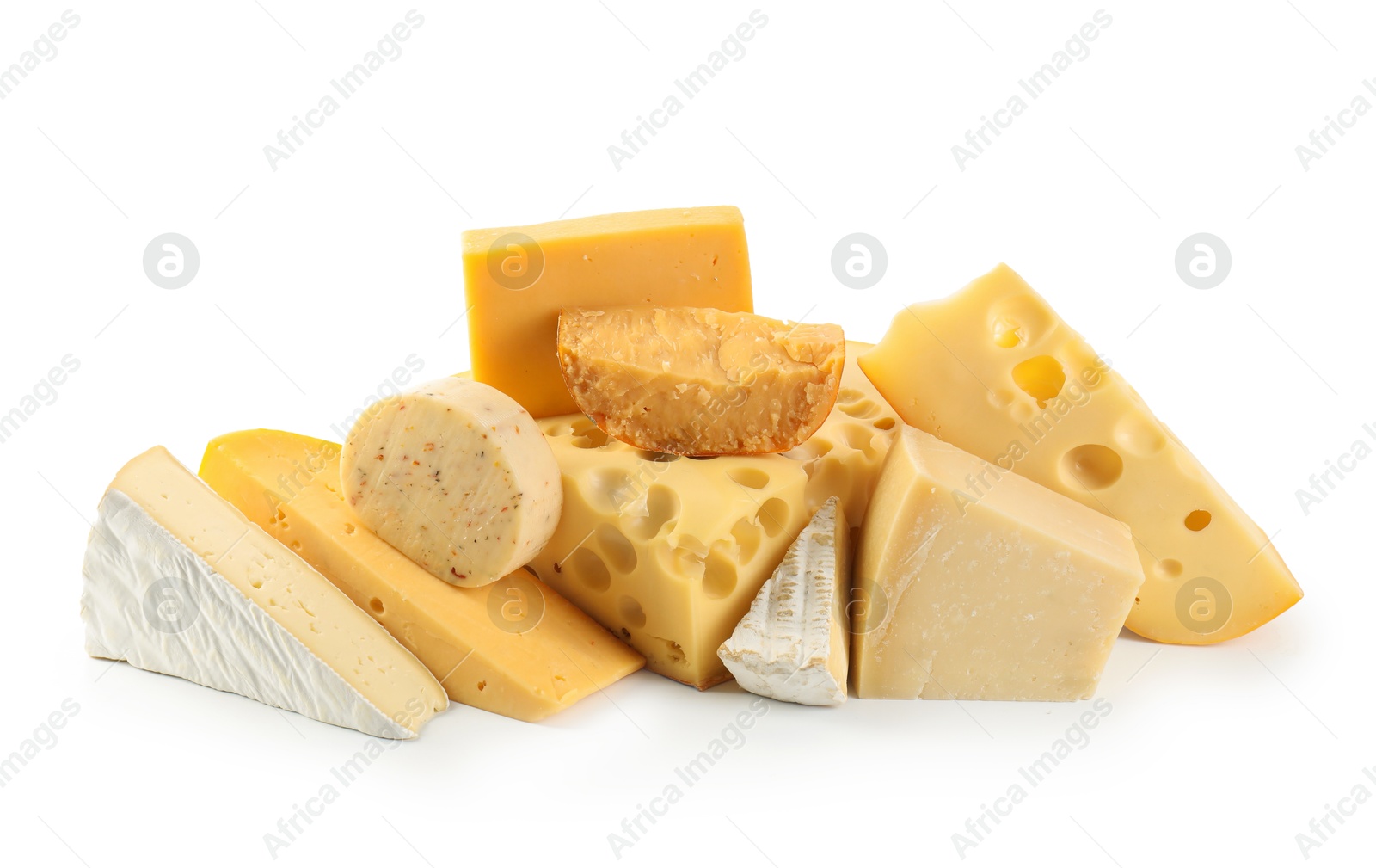 Photo of Different types of cheese isolated on white