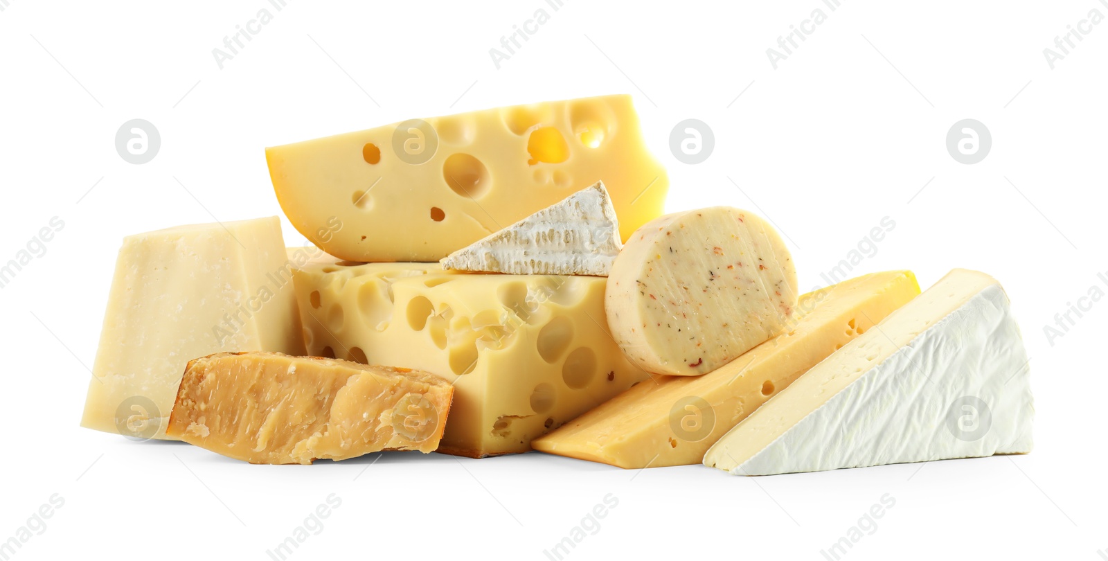 Photo of Different types of cheese isolated on white