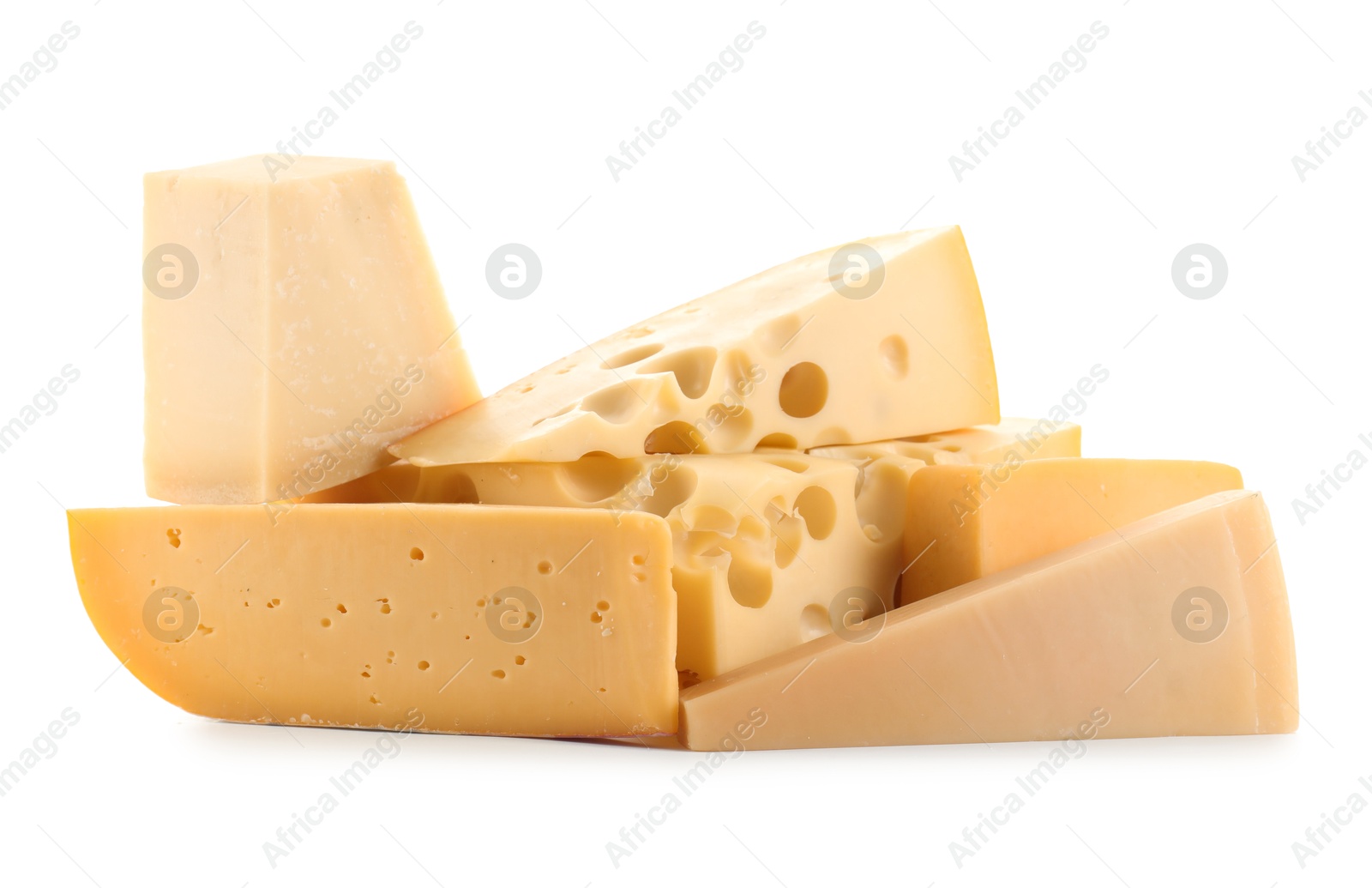 Photo of Different types of cheese isolated on white