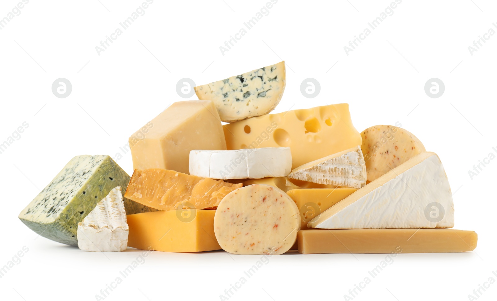 Photo of Different types of cheese isolated on white