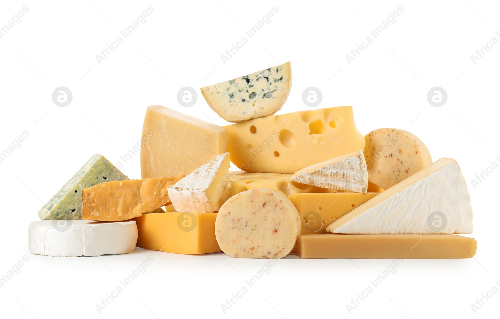 Photo of Different types of cheese isolated on white