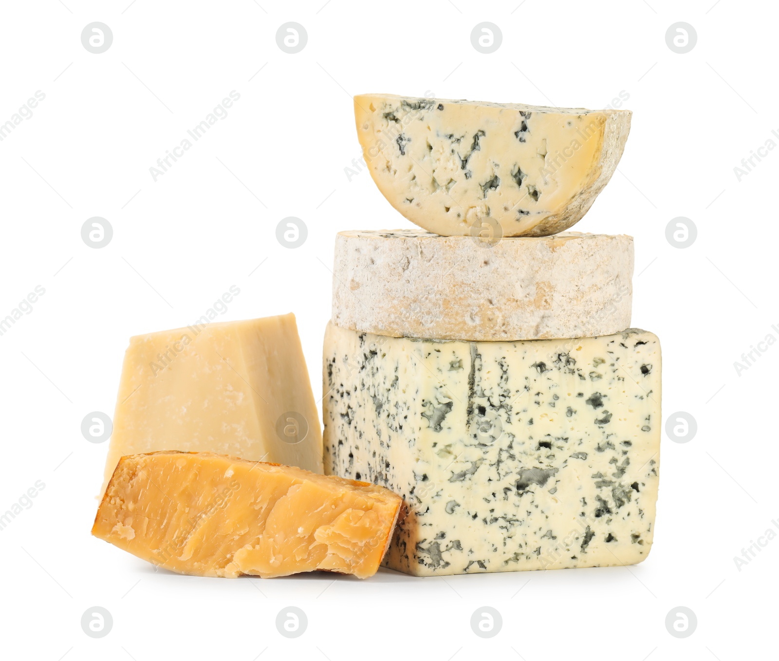 Photo of Different types of cheese isolated on white