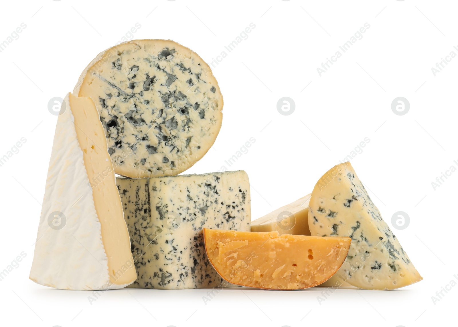 Photo of Different types of cheese isolated on white