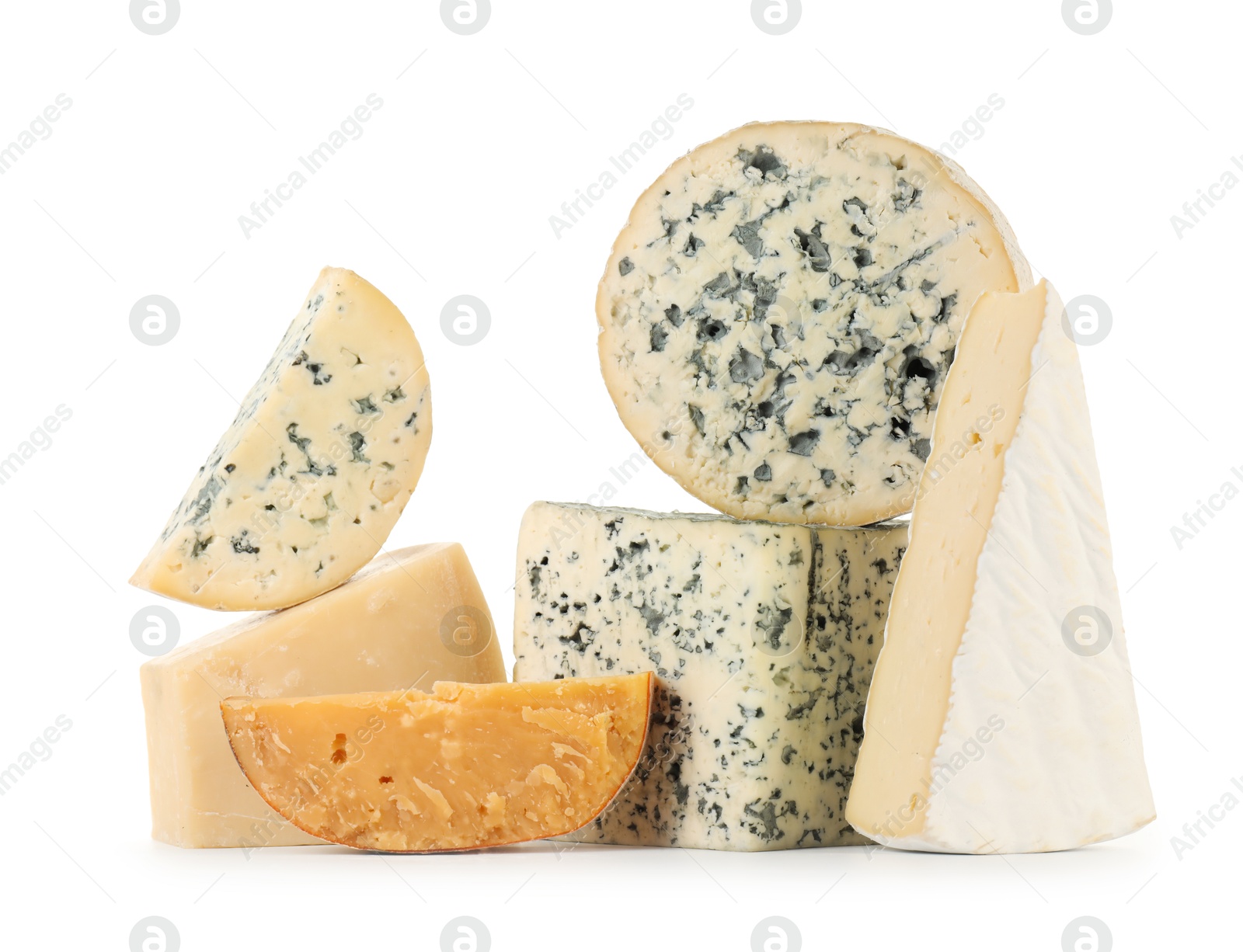 Photo of Different types of cheese isolated on white