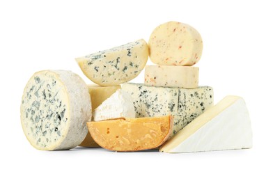 Photo of Different types of cheese isolated on white