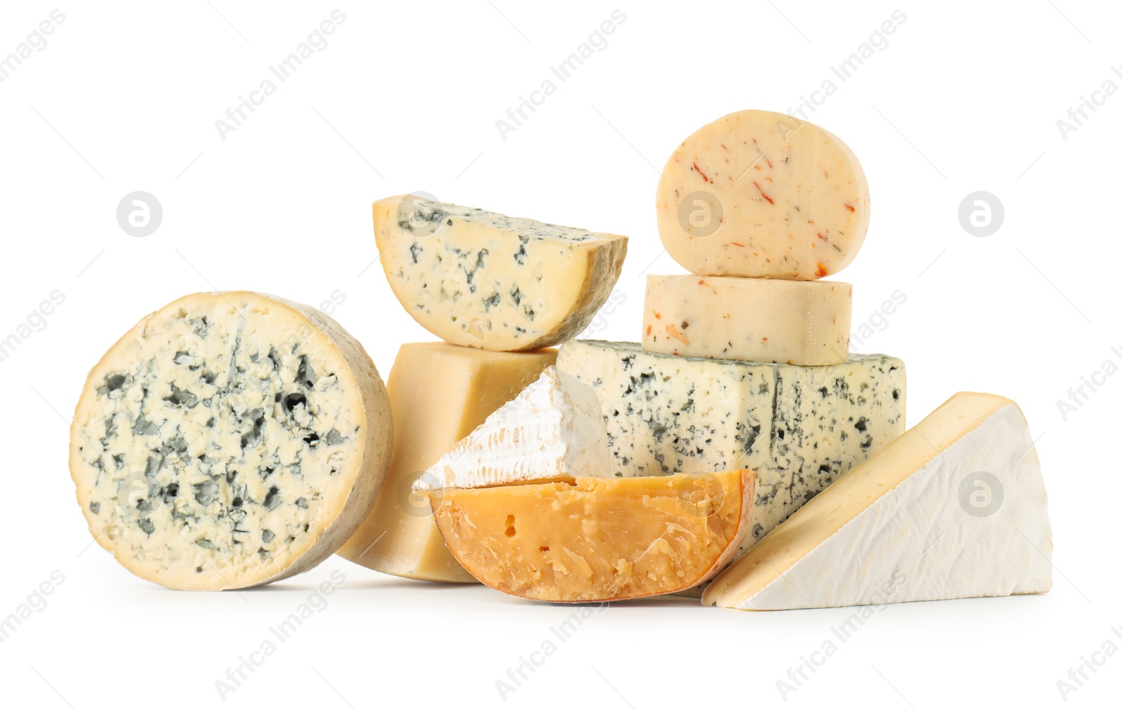 Photo of Different types of cheese isolated on white