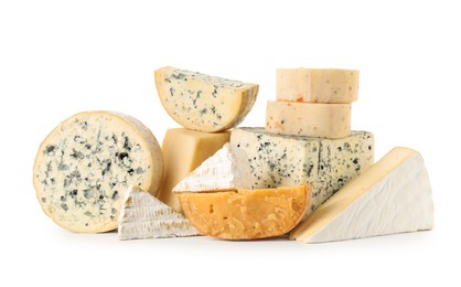 Photo of Different types of cheese isolated on white