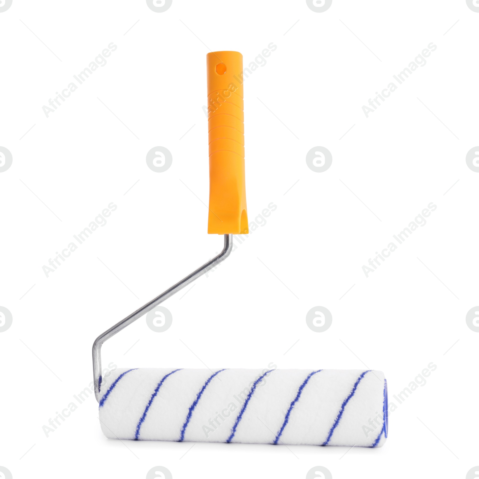 Photo of One paint roller brush isolated on white. Construction tool