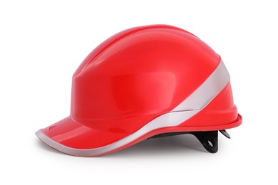 Photo of Protective hardhat isolated on white. Safety equipment