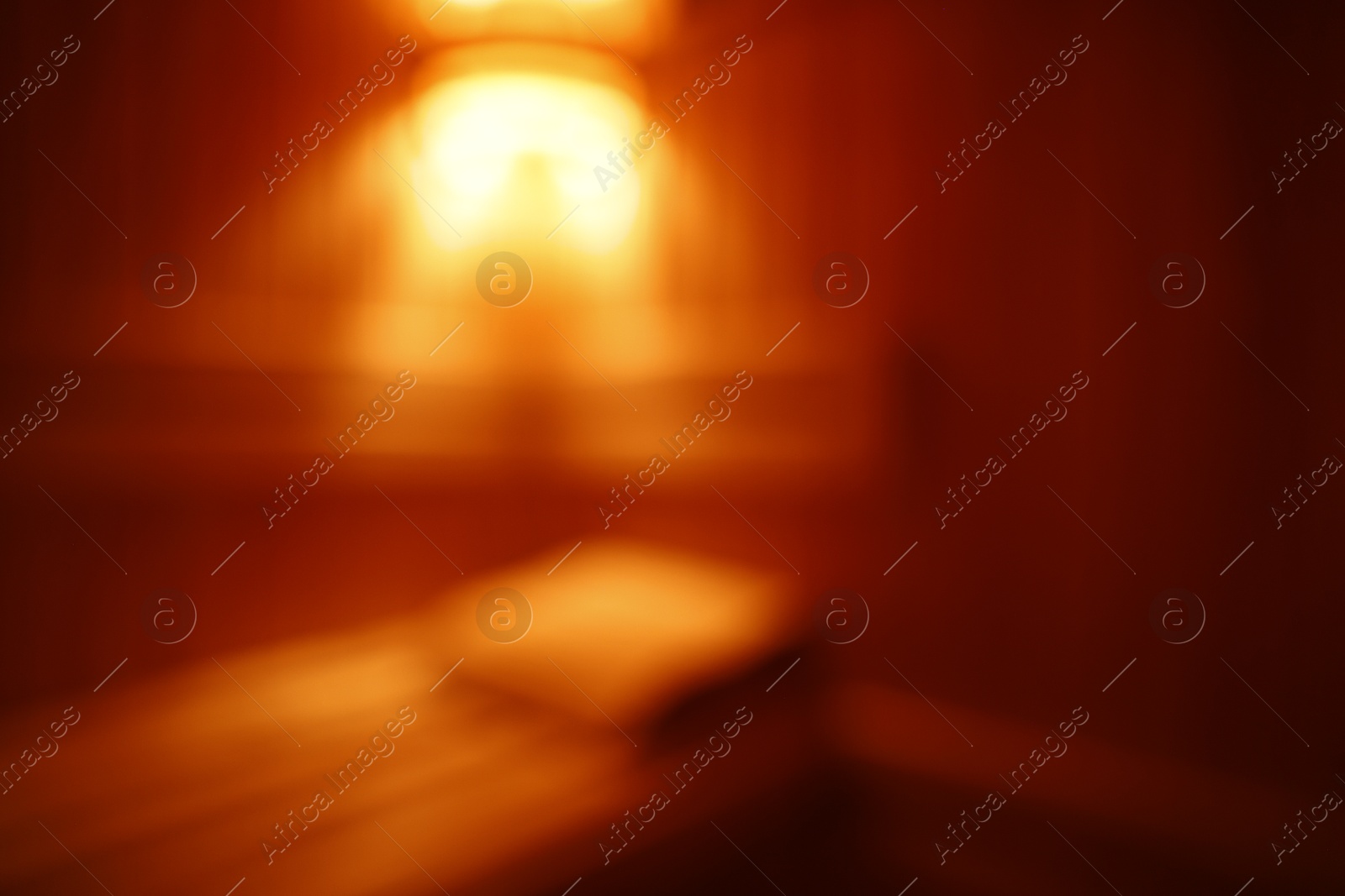 Photo of Blurred view of empty traditional wooden sauna