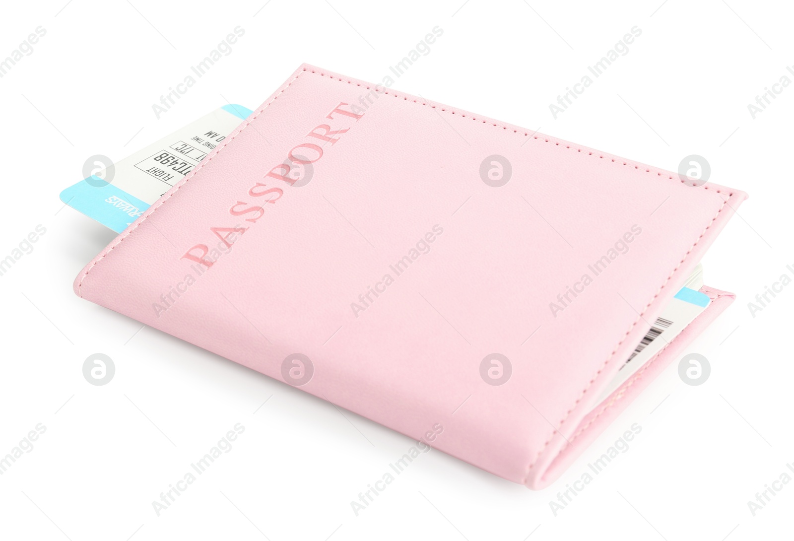 Photo of One passport with ticket isolated on white