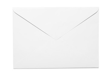 Photo of Envelope isolated on white, top view. Mockup for design