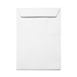 Photo of Envelope isolated on white, top view. Mockup for design