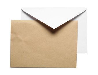 Envelopes isolated on white, top view. Mockup for design