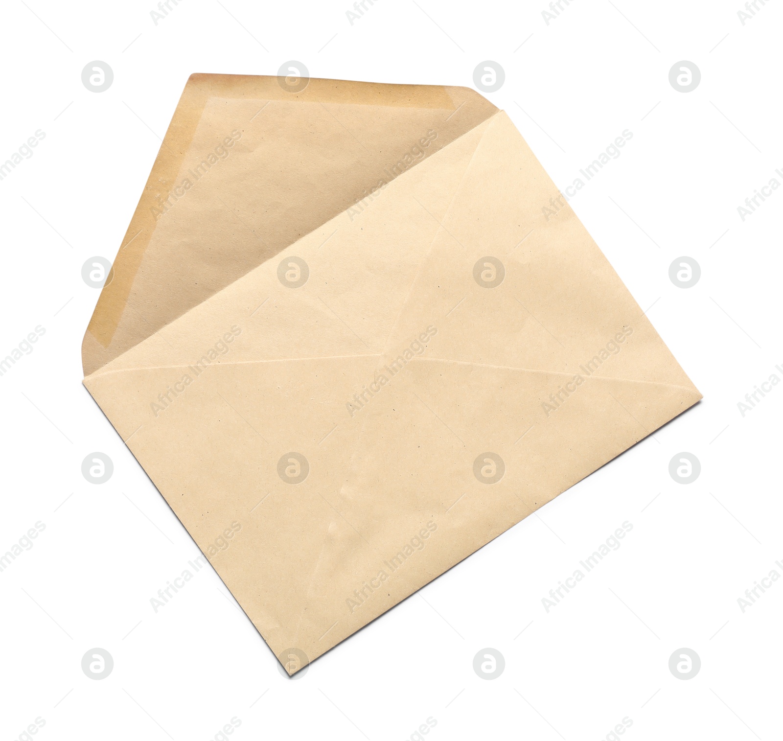 Photo of Envelope isolated on white, top view. Mockup for design