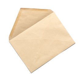 Photo of Envelope isolated on white, top view. Mockup for design