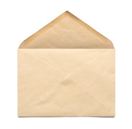 Photo of Envelope isolated on white, top view. Mockup for design