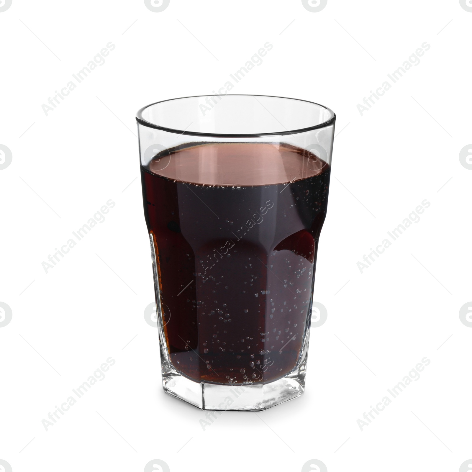 Photo of Glass of refreshing sweet soda water isolated on white