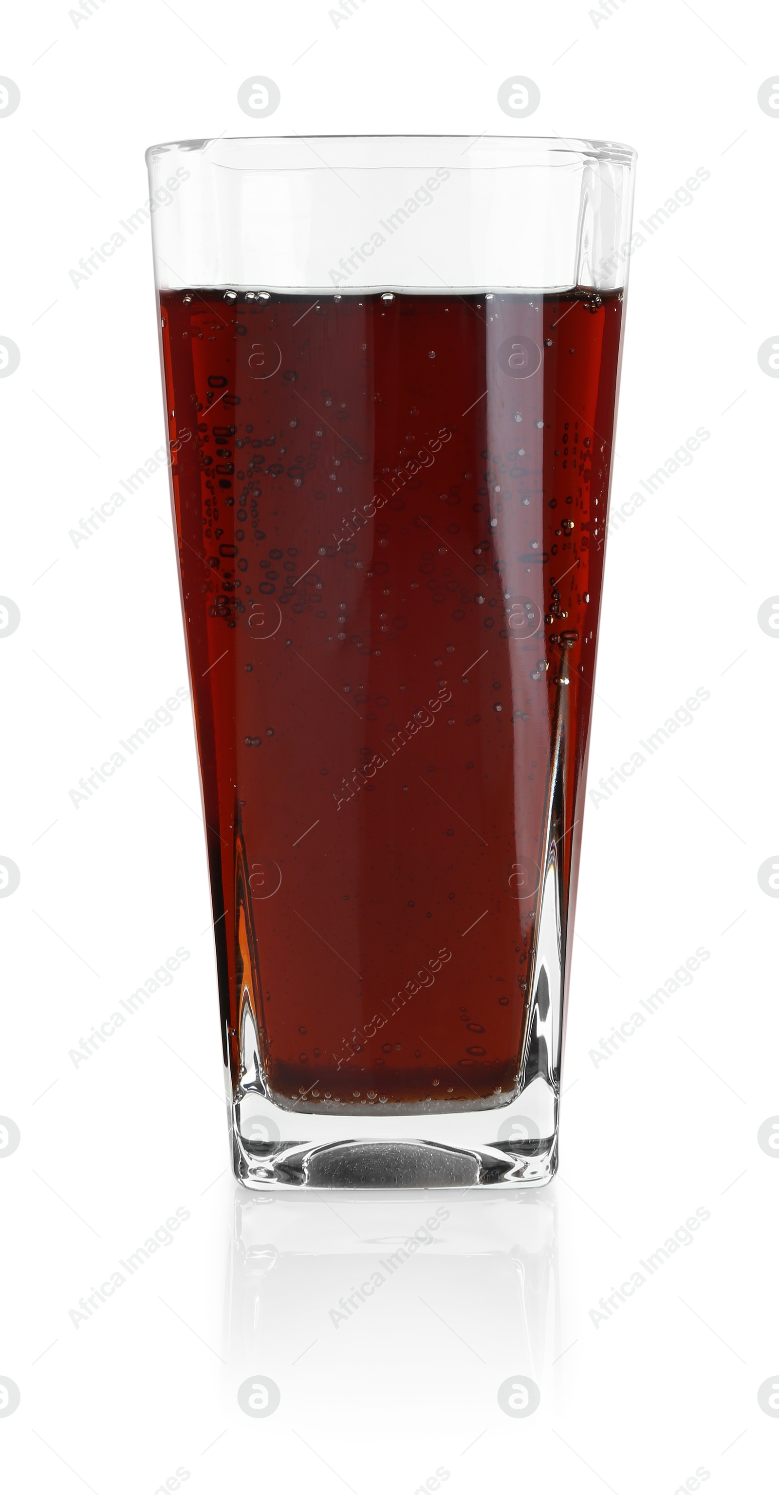 Photo of Glass of refreshing sweet soda water isolated on white