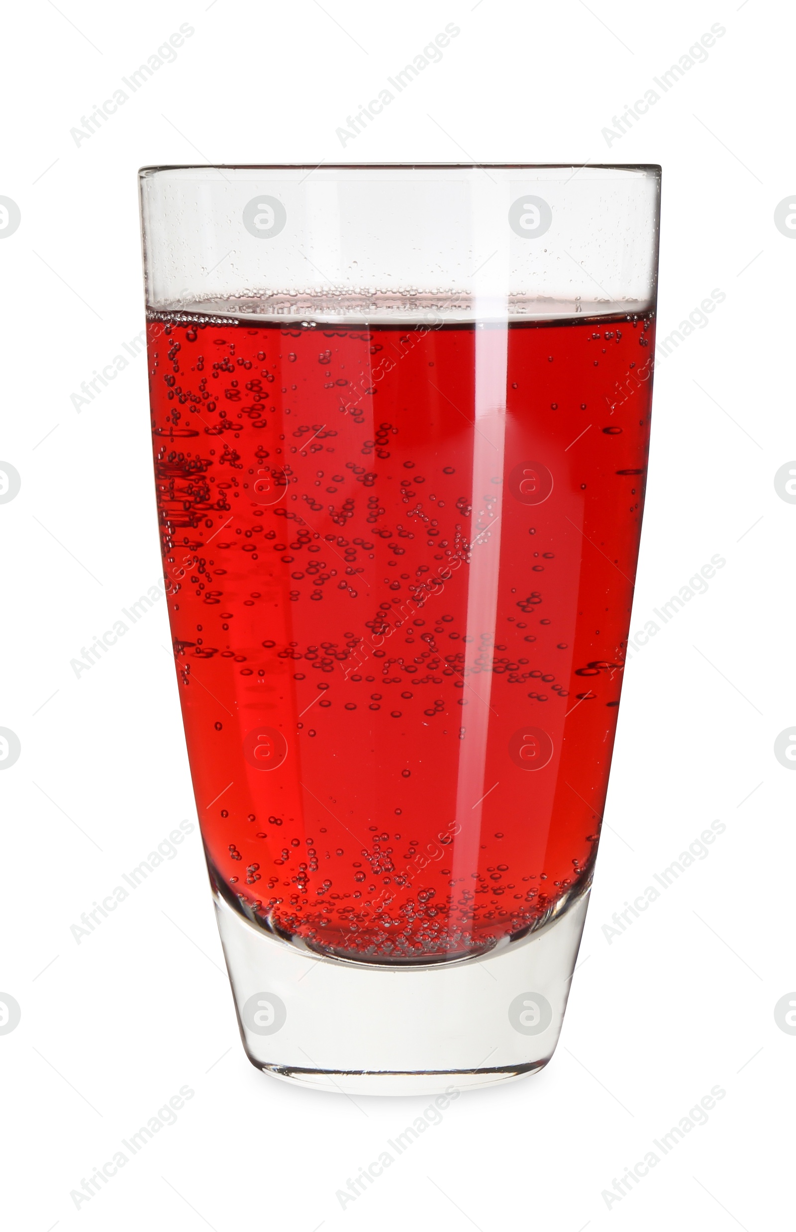 Photo of Sweet soda water in glass isolated on white