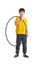 Photo of Boy with hula hoop on white background