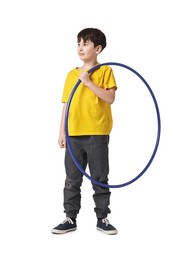 Photo of Boy with hula hoop on white background