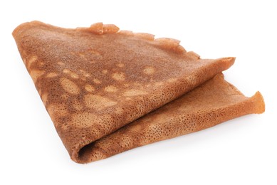 Photo of One delicious chocolate crepe isolated on white