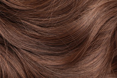 Image of Beautiful hair in mocha mousse shade, closeup. Trendy color of 2025 year