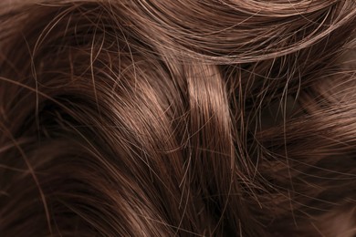 Image of Beautiful hair in mocha mousse shade, closeup. Trendy color of 2025 year