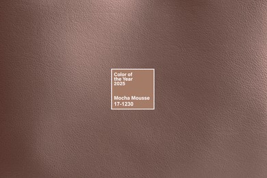 Image of Mocha mousse - color of 2025 year. Leather in brown shade, closeup