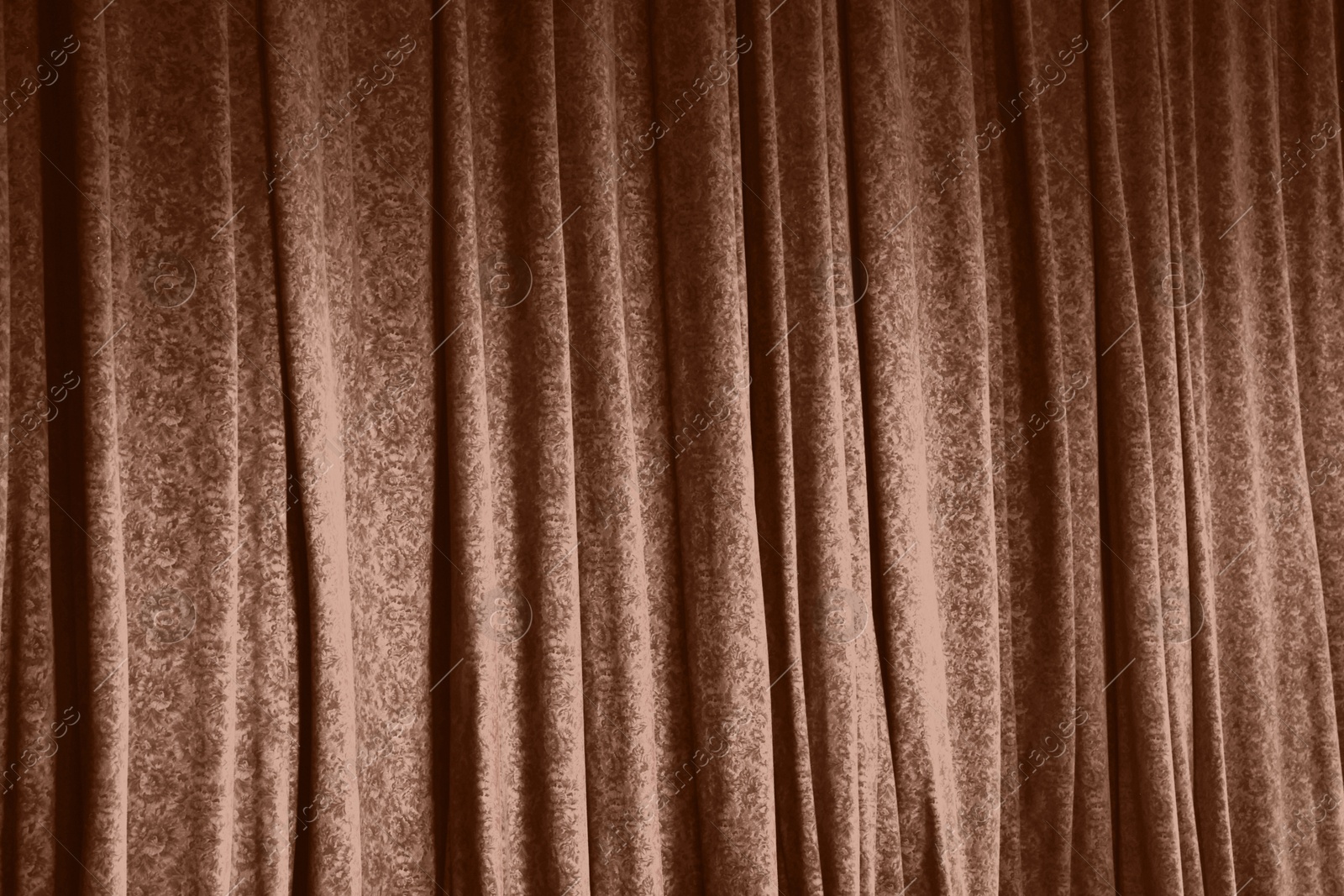 Image of Curtain fabric in mocha mousse shade. Trendy color of 2025 year