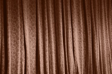 Image of Curtain fabric in mocha mousse shade. Trendy color of 2025 year