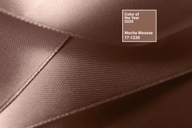 Image of Mocha mousse - color of 2025 year. Fabric in brown shade, closeup