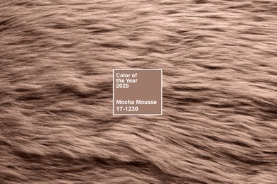 Image of Mocha mousse - color of 2025 year. Faux fur in brown shade, closeup