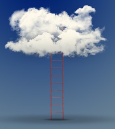 Image of Ladder leading to cloud on blue gradient background