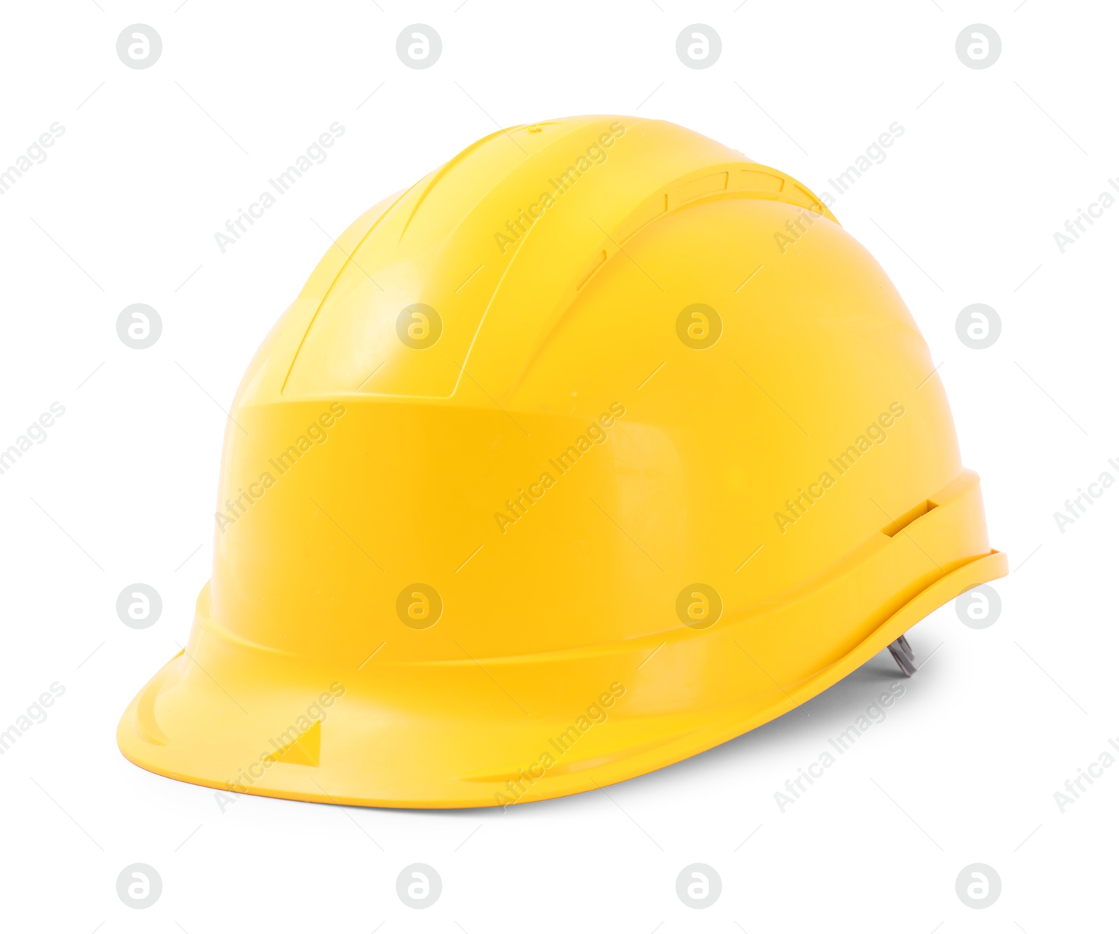 Photo of Protective hardhat isolated on white. Safety equipment