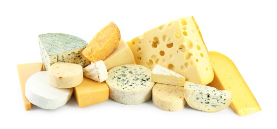 Photo of Different types of cheese isolated on white