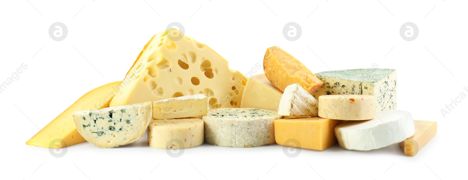 Photo of Different types of cheese isolated on white