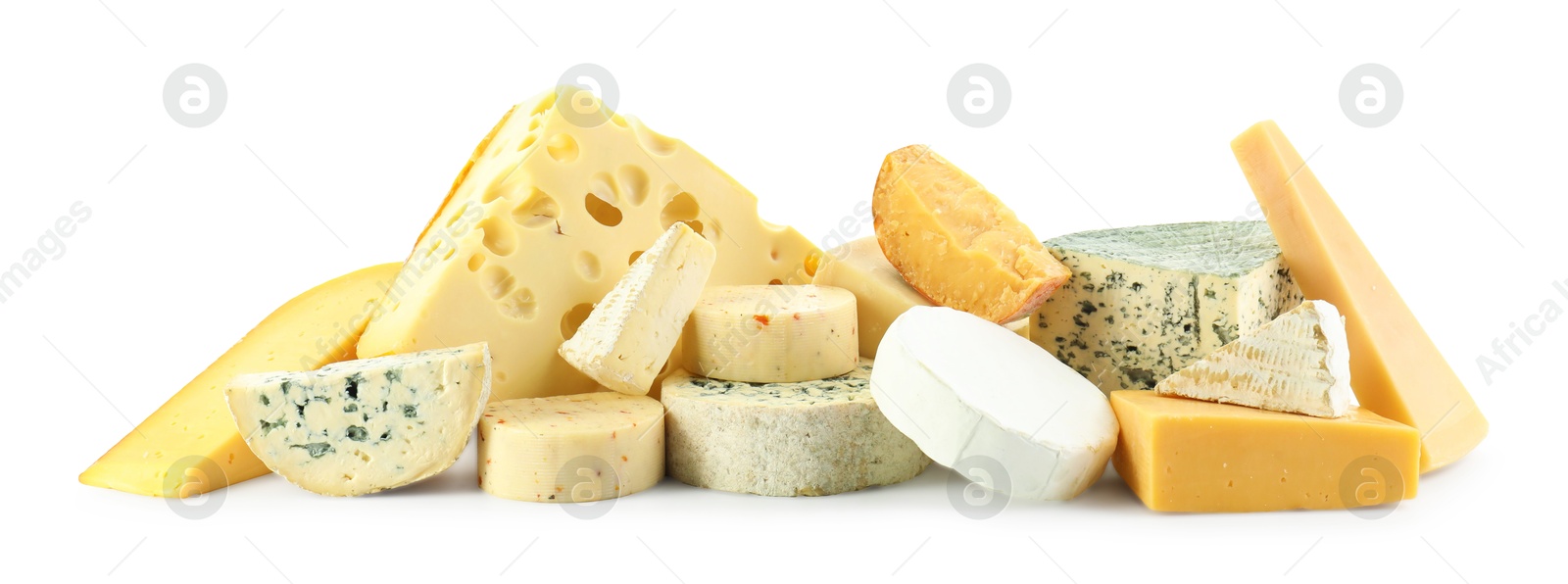 Photo of Different types of cheese isolated on white